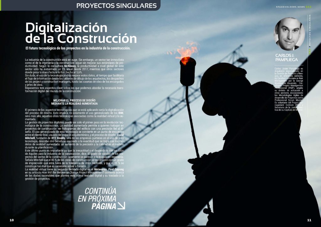 Digitalización de la Construcción Articulo de Carlos Pampliega en la Sección Proyectos Singulares de la Revista Stakeholders.news
