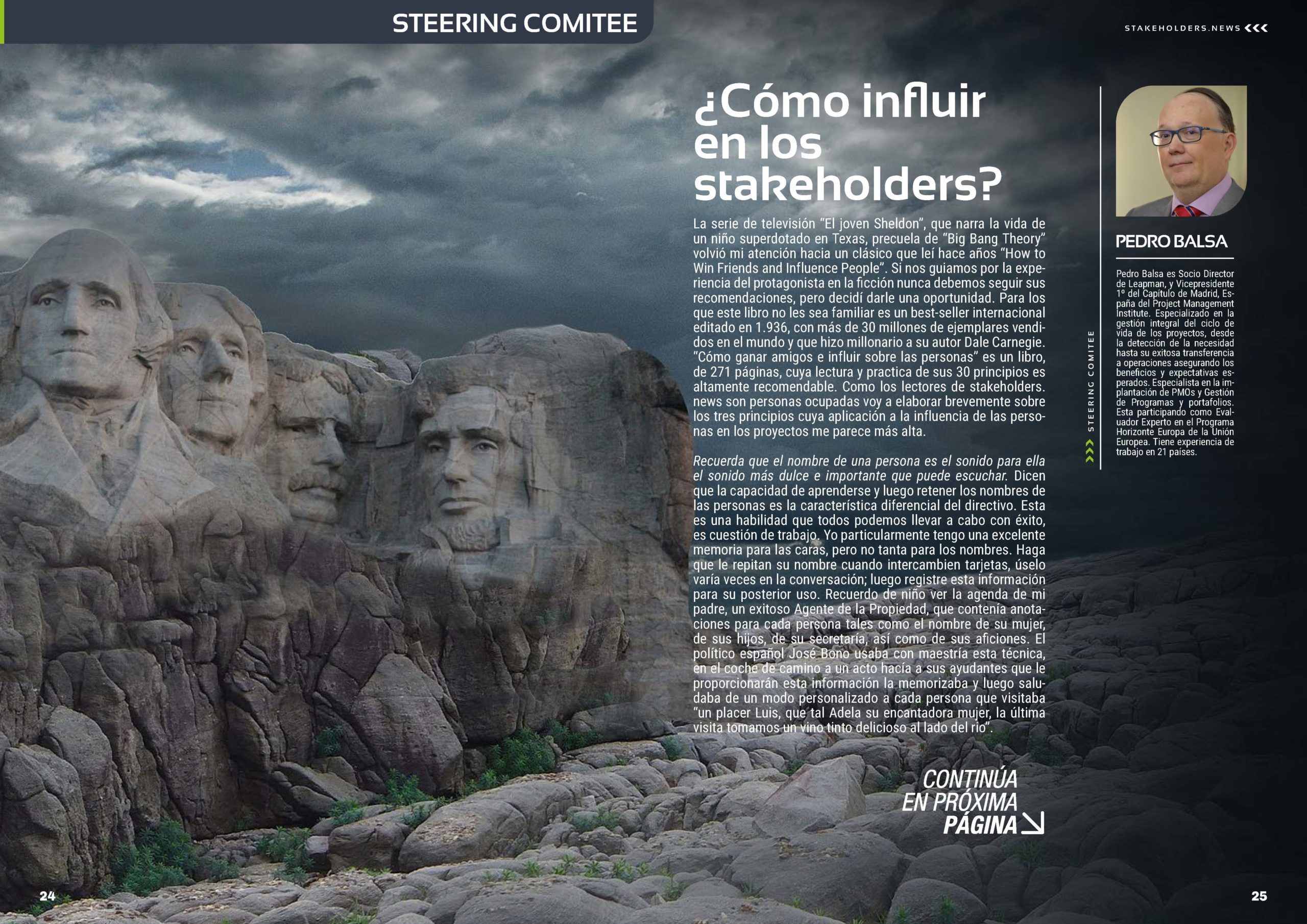 "¿Cómo influir en los Stakeholders?" Articulo de Pedro Balsa en la Sección Steering Comitee de la Revista Stakeholders.news