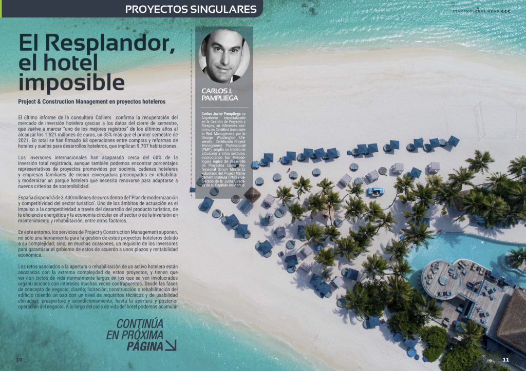 Artículo "El resplandor, el hotel imposible" de Carlos Pampliega en la Sección " Proyectos Singulares" de la Revista Stakeholders.news