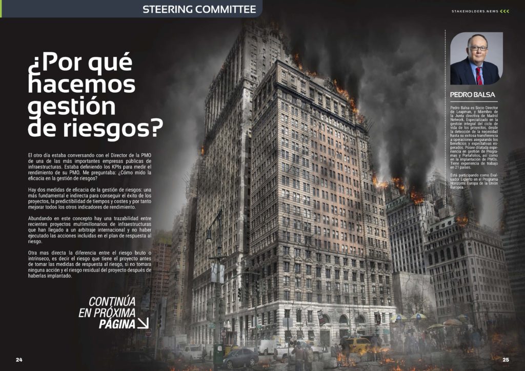 Artículo "¿Por qué hacemos gestión de riesgos?" de Pedro balsa en la Sección " Steering Committee" de la Revista Stakeholders.news