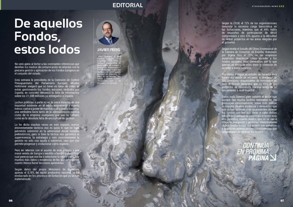 Editorial "De Aquellos Fondos estos Lodos" de Javier Peris en la Revista Stakeholders.news