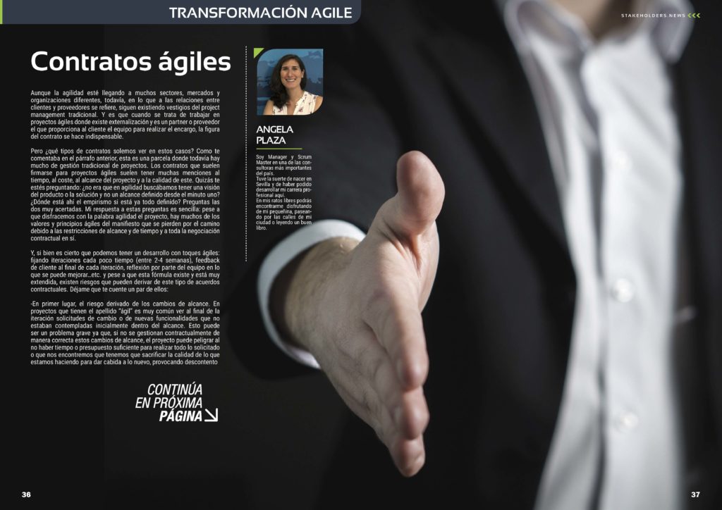Artículo "Contratos Ágiles" de Ángela Plaza Lora en la Revista Stakeholders.news