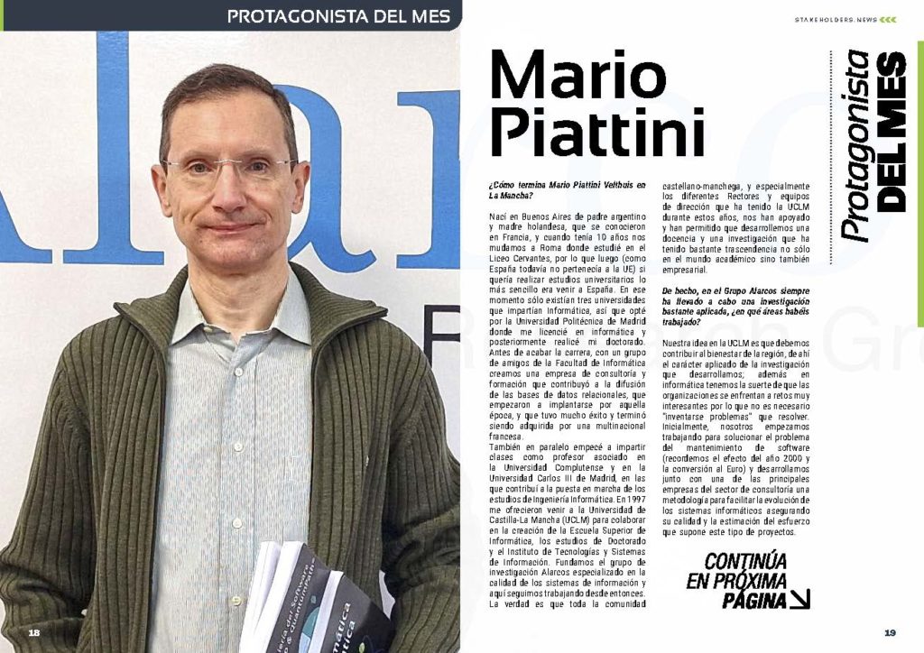 Mario Piattini “Protagonista del Mes” de la Revista Stakeholders.news de diciembre de 2022