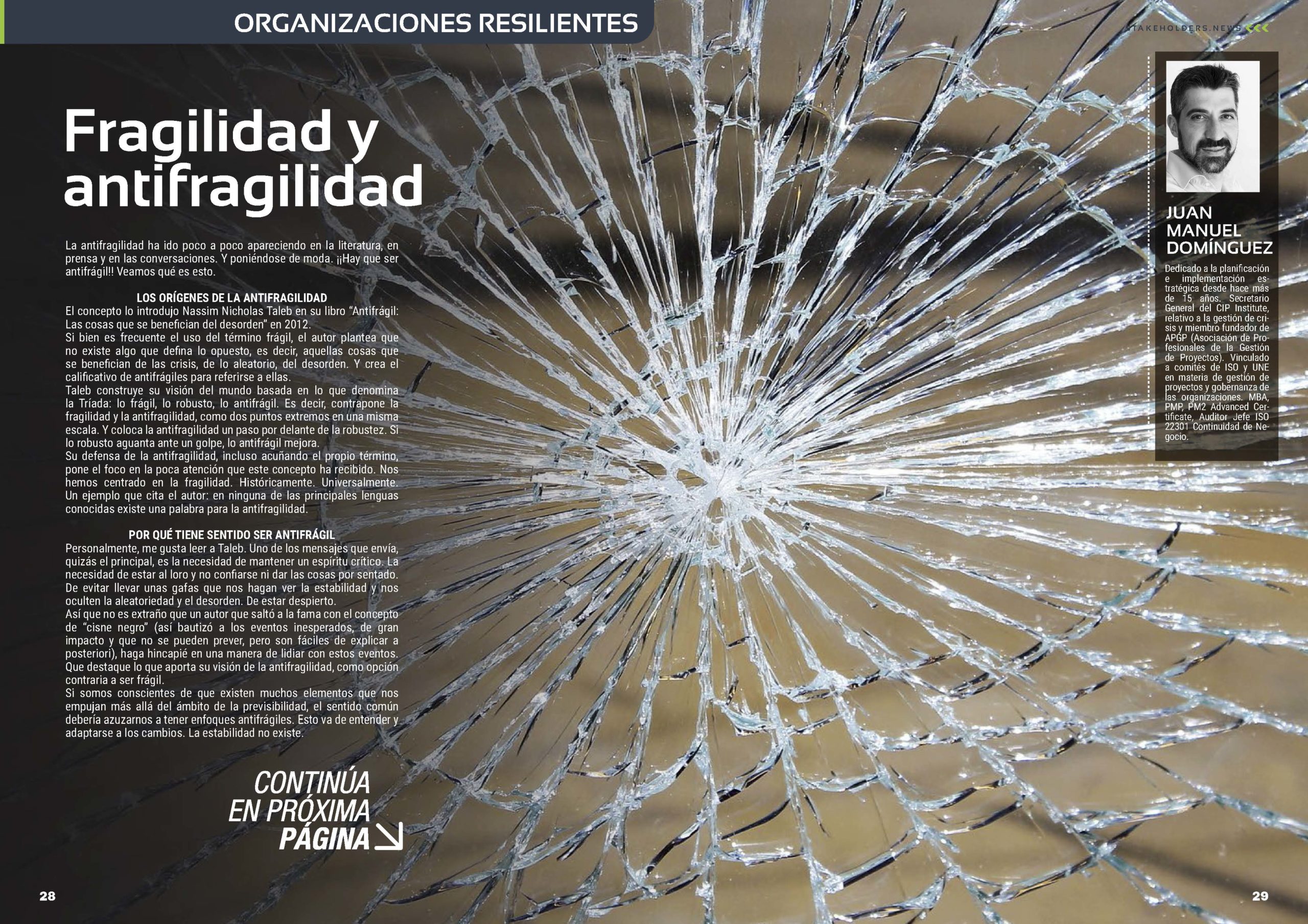 Artículo "Fragilidad y antifragilidad" de Juan Manuel Dominguez en la Revista Stakeholders.news