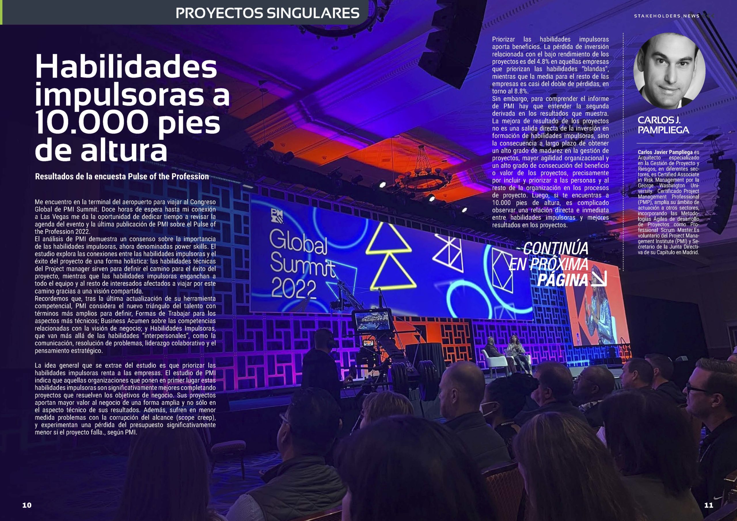 Artículo "Habilidades impulsoras a 10.000 pies de altura" de Carlos Pampliega en la Revista Stakeholders.news