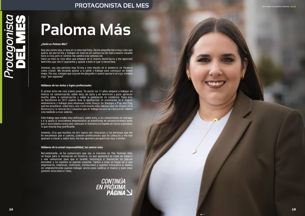 Paloma Más es Protagonista del Mes en la edición de marzo de la revista mensual Stakeholders.news La Revista Líder de la Alta Dirección y los Profesionales de Gobierno, Dirección y Gestión de Porfolios, Programas y Proyectos.