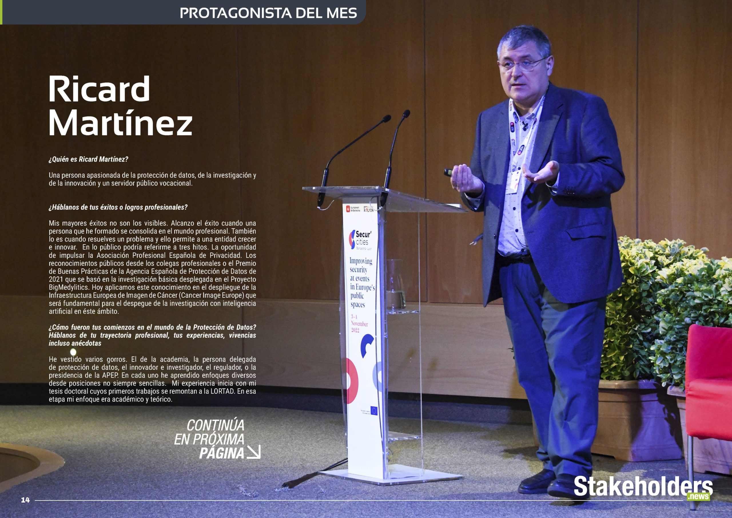 Ricard Martínez Protagonista del Mes de la edición de septiembre de la revista mensual Stakeholders.news La Revista Líder de la Alta Dirección y los Profesionales de Gobierno, Dirección y Gestión de Porfolios, Programas y Proyectos.