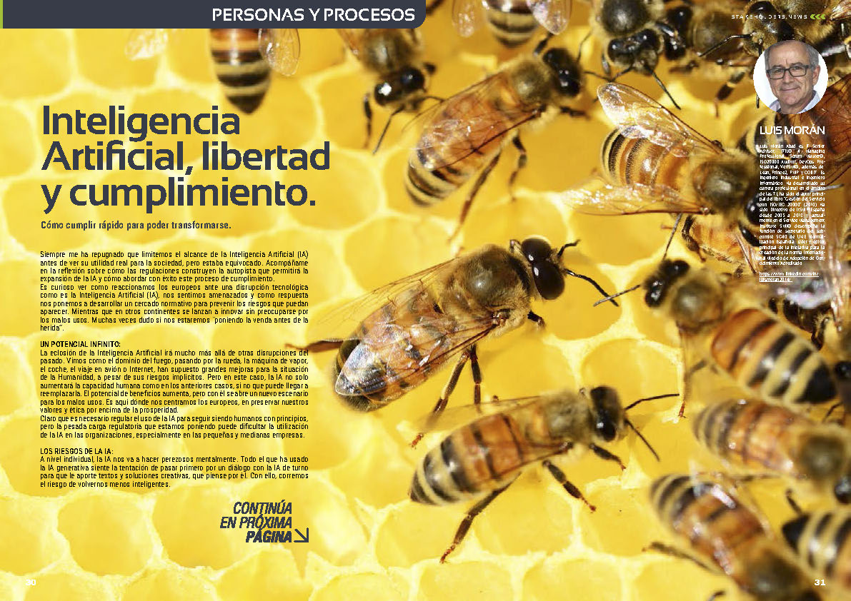 "Inteligencia Artificial, libertad y cumplimiento." artículo de Luis Morán Abad en la Sección "Personas y Procesos" de la edición de febrero de 2025 ST036 de la revista mensual Stakeholders.news La Revista Líder de la Alta Dirección y los Profesionales de Gobierno, Dirección y Gestión de Porfolios, Programas y Proyectos.