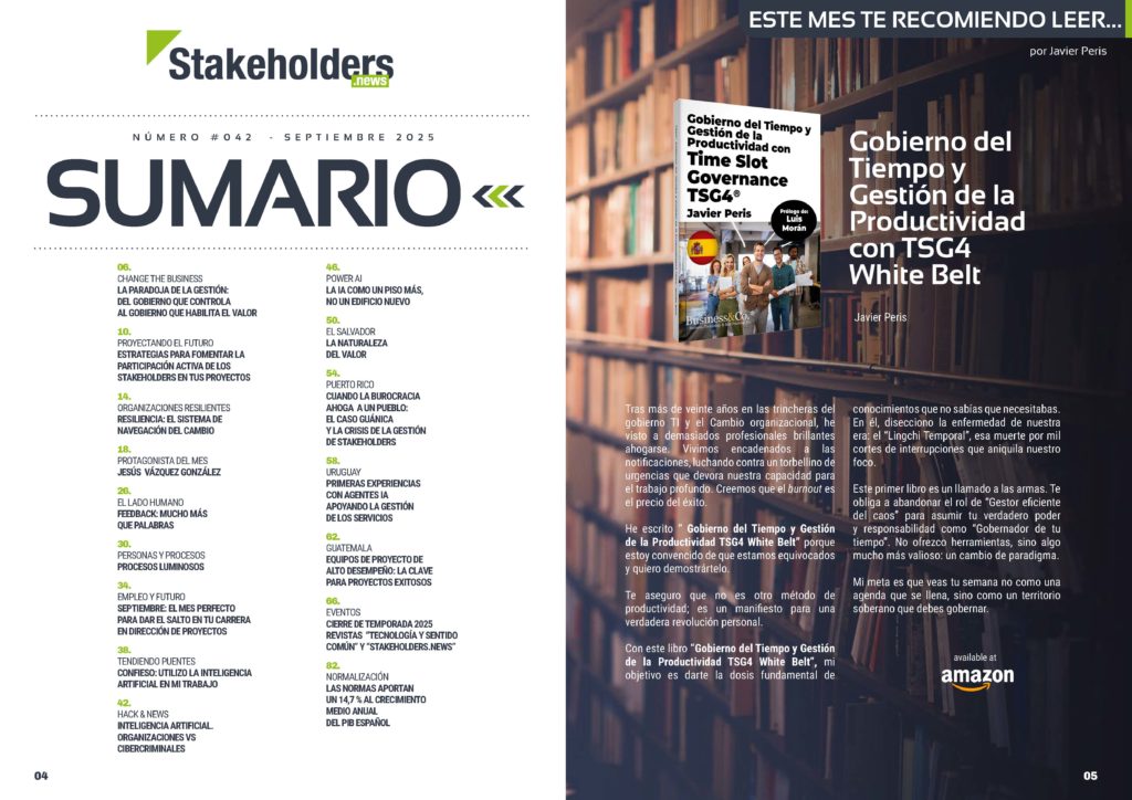 Este mes te recomiendo leer "Gobierno del Tiempo y Gestión de la Productividad con TSG4"