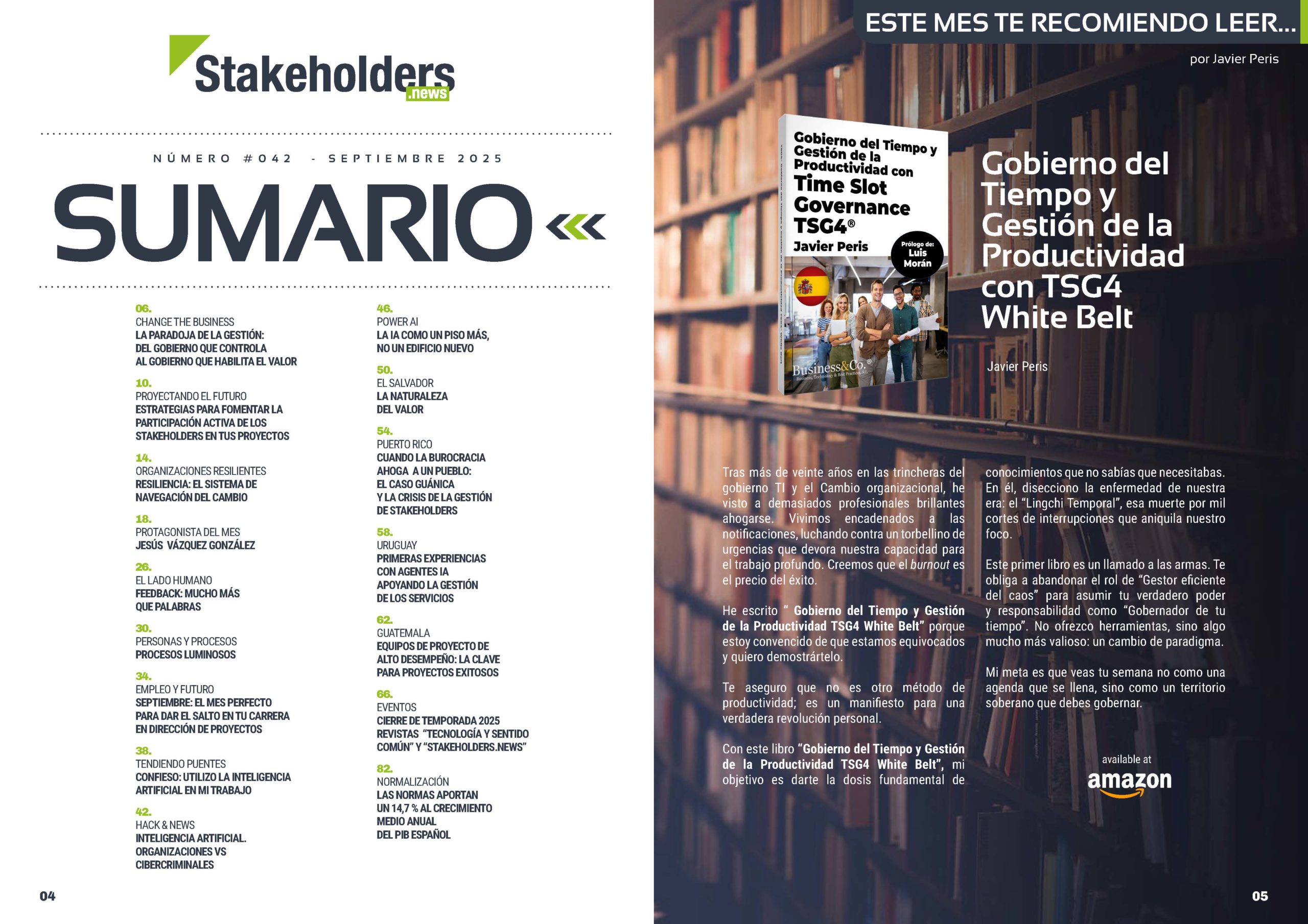Este mes te recomiendo leer "Gobierno del Tiempo y Gestión de la Productividad con TSG4"