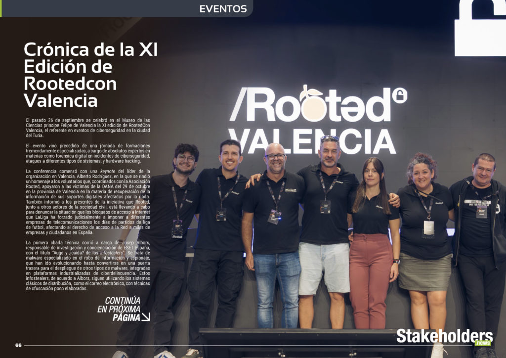 "Crónica de la XI Edición de Rootedcon Valencia”" artículo de Manuel David Serrat Olmos en la Sección "Eventos" de la edición de octubre de 2025 #ST043 de la revista mensual Stakeholders.news La Revista Líder de la Alta Dirección y los Profesionales de Gobierno, Dirección y Gestión de Porfolios, Programas y Proyectos.