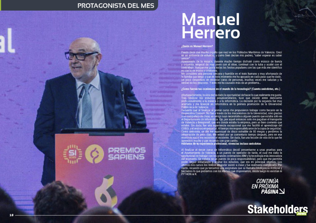 Manuel Herrero en la Sección "Protagonista del Mes" de la edición de noviembre de 2025 #ST044 de la revista mensual Stakeholders.news La Revista Líder de la Alta Dirección y los Profesionales de Gobierno, Dirección y Gestión de Porfolios, Programas y Proyectos.