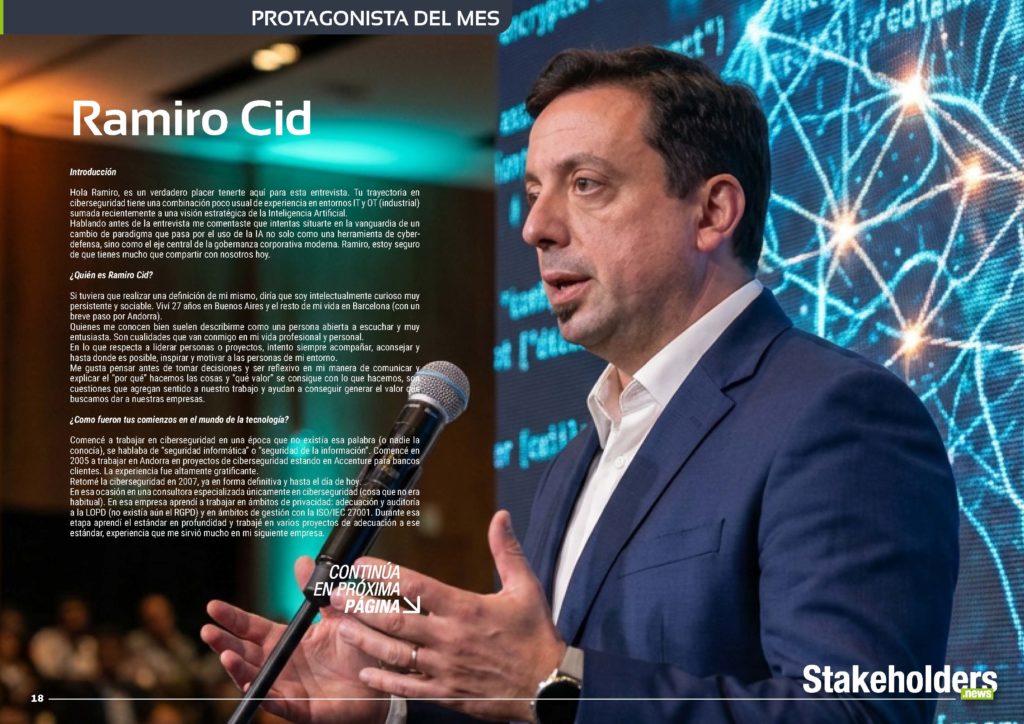 Ramiro Cid en la Sección "Protagonista del Mes" de la edición de marzo de 2025 #ST048 de la revista mensual Stakeholders.news La Revista Líder de la Alta Dirección y los Profesionales de Gobierno, Dirección y Gestión de Porfolios, Programas y Proyectos.
