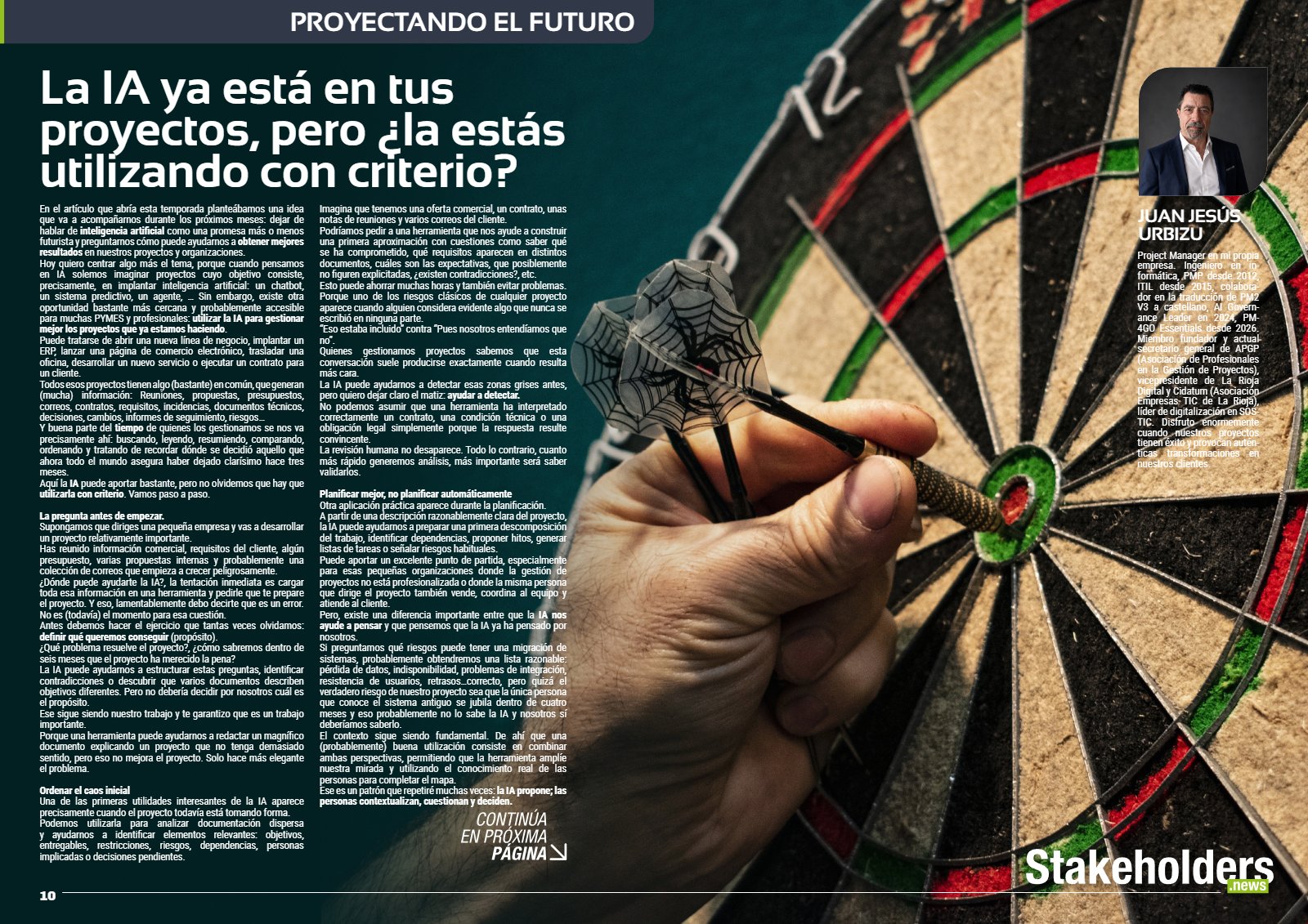 Stakeholders.news #ST054 Octubre 2026. Proyectando el Futuro: La IA ya está en tus proyectos, pero ¿la estás utilizando con criterio?